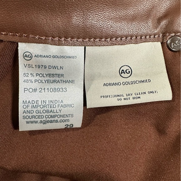NWT Adriano Goldshmied Women’s Vegan Leather Pants Size 29 (Medium)color brown - Picture 10 of 12